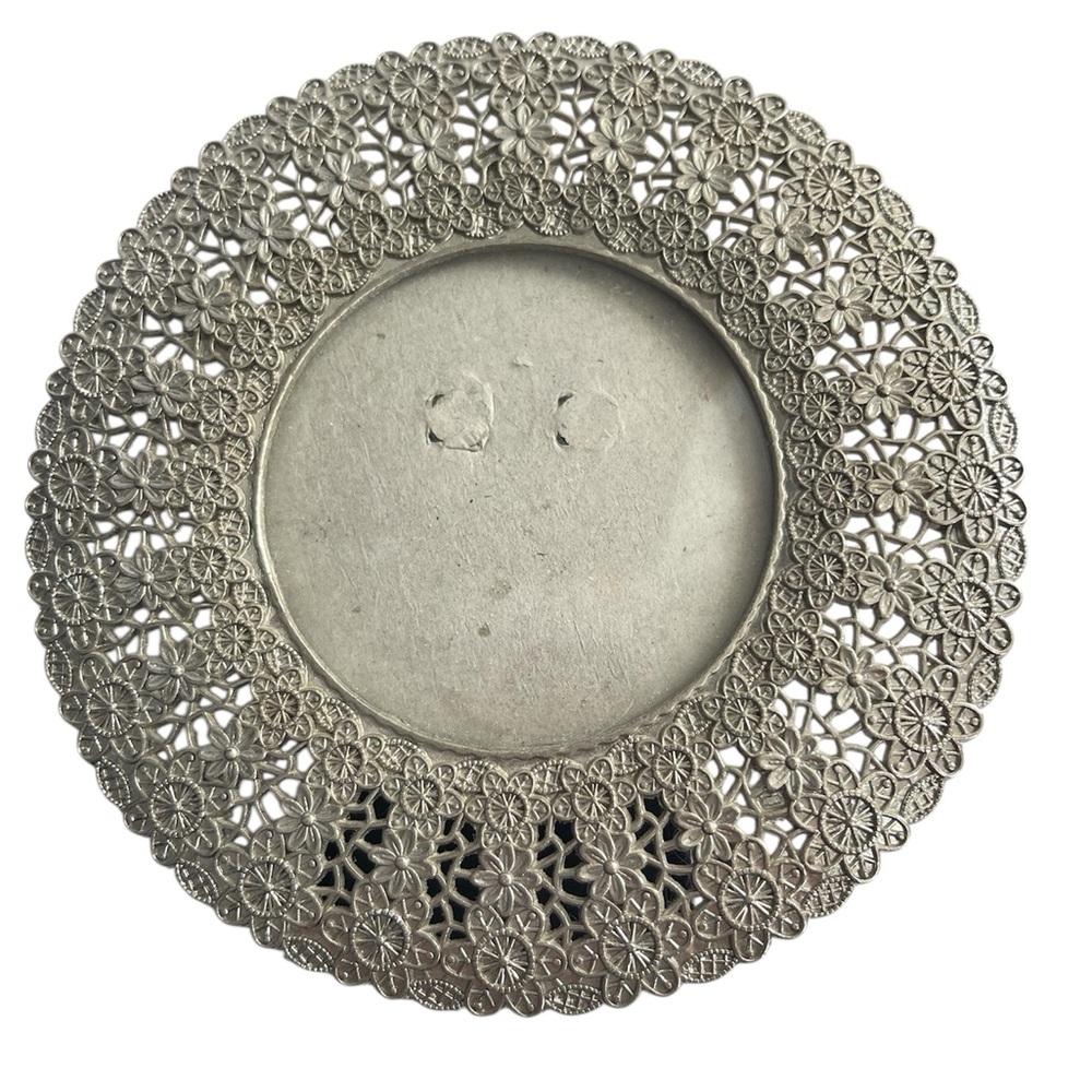 Parisian Home Picture Frame Ornate Round Lacy Silver Toned 3 Inch Photo Frame